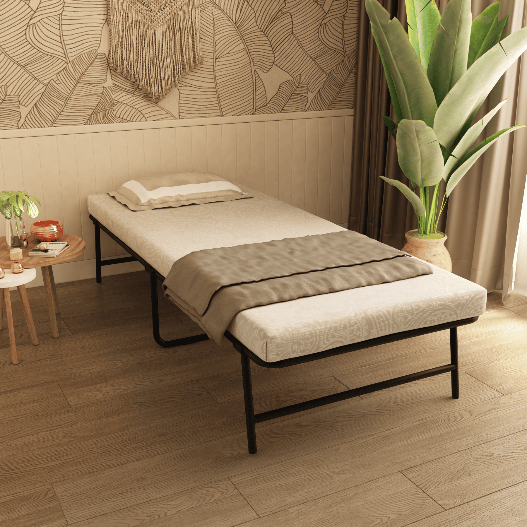 Homdec Aquila Folding Small Single Bed in Black