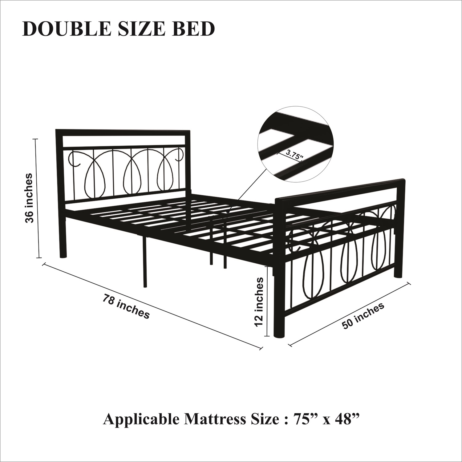 Homdec Lyra Double Metal Bed