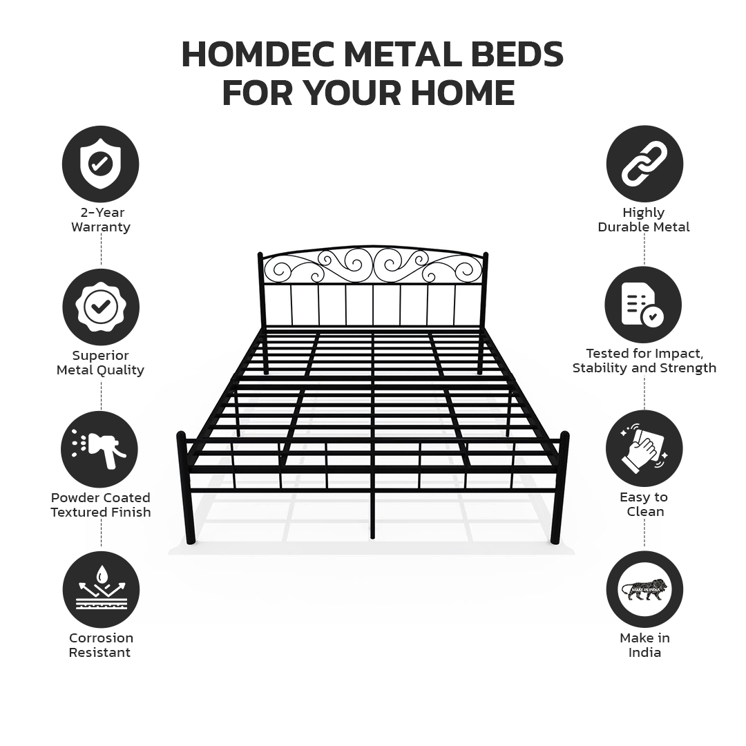 Homdec Hercules Queen Size Bed Black