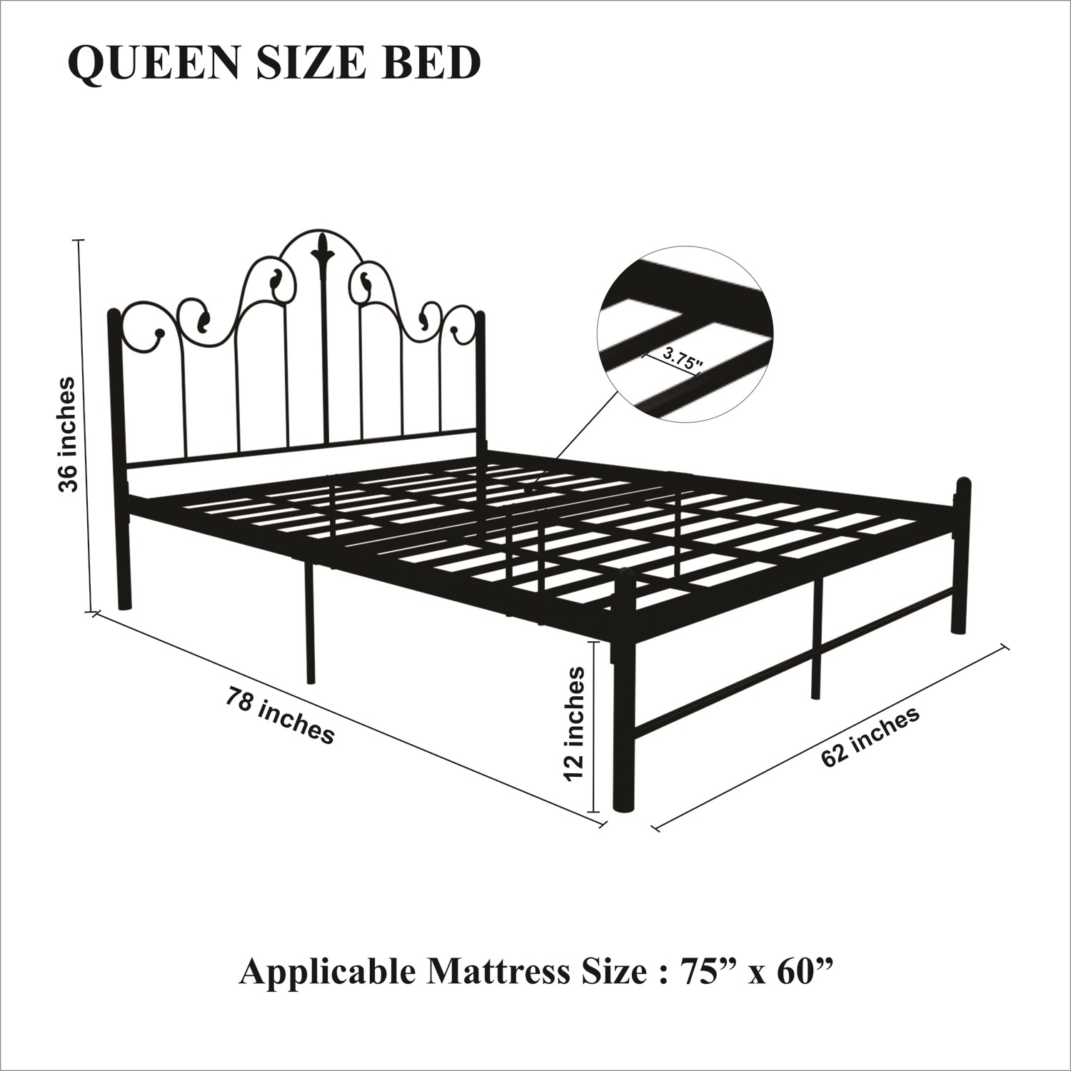 Homdec Hercules Queen Size Bed
