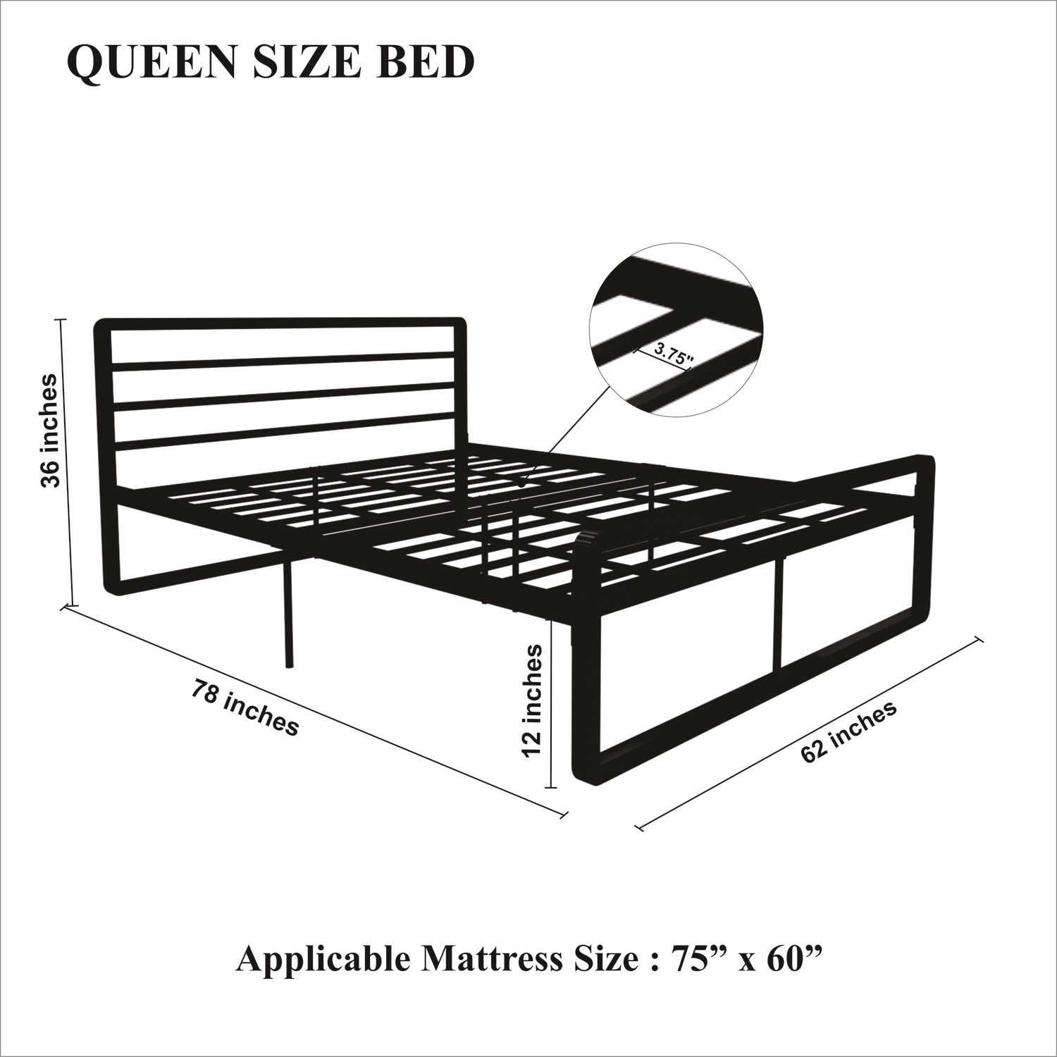 Homdec Hercules Queen Size Bed