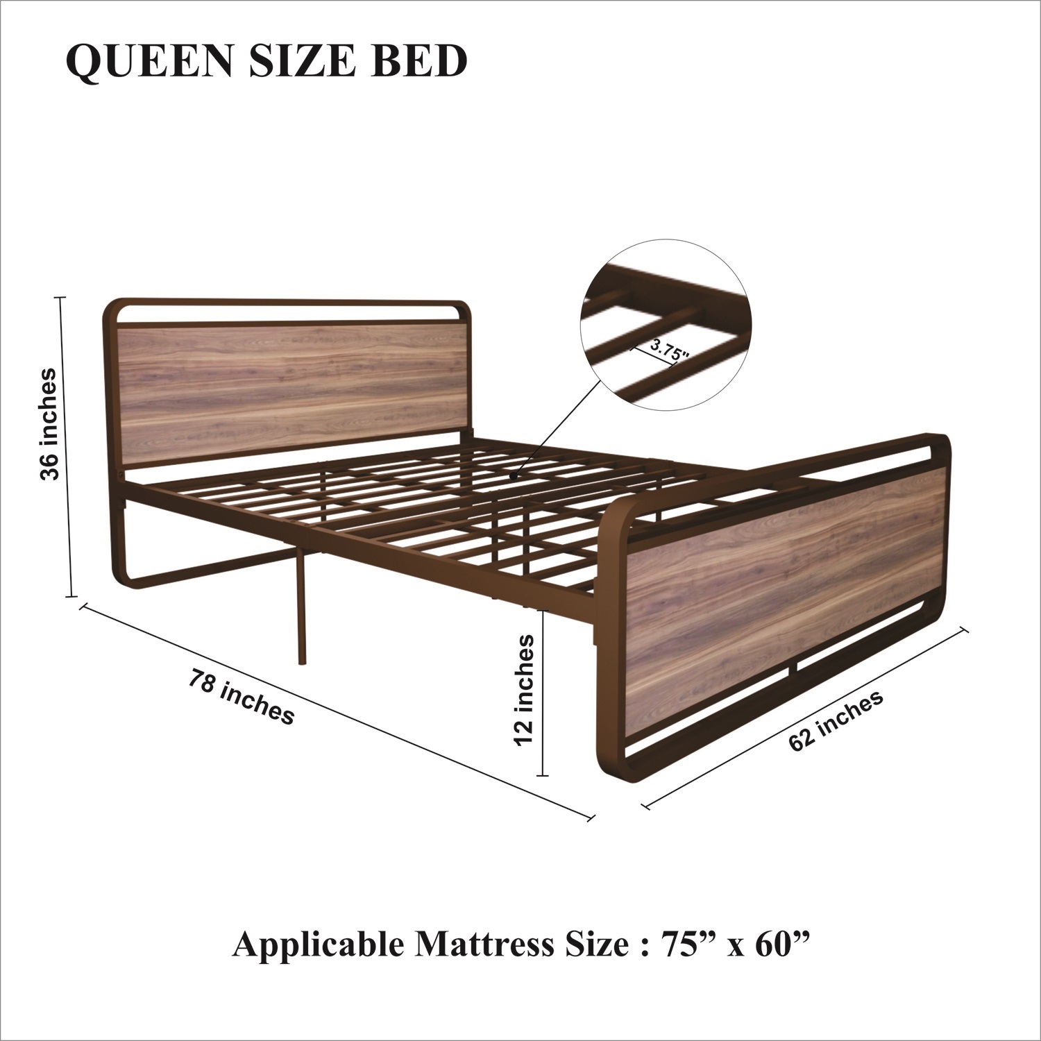 Homdec Hercules Queen Size Bed