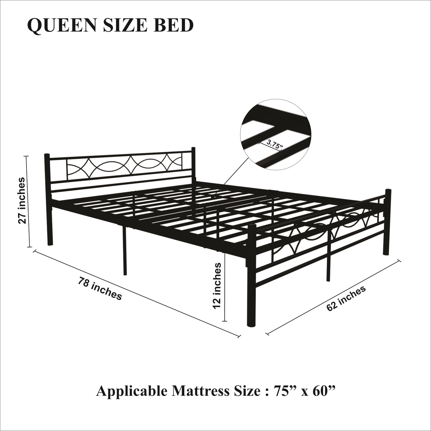 Homdec Hercules Queen Size Bed