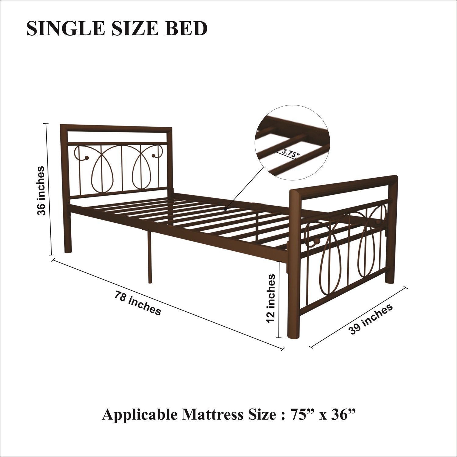Homdec Lyra Single Metal Bed