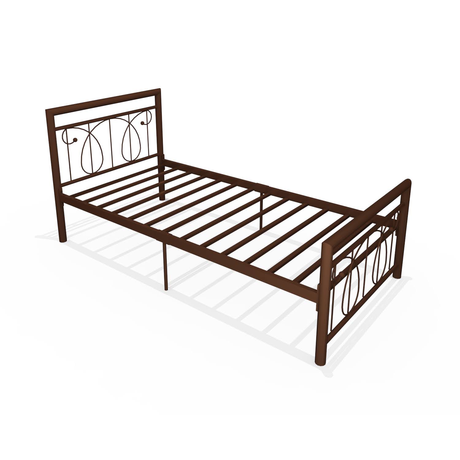 Homdec Lyra Single Metal Bed Brown