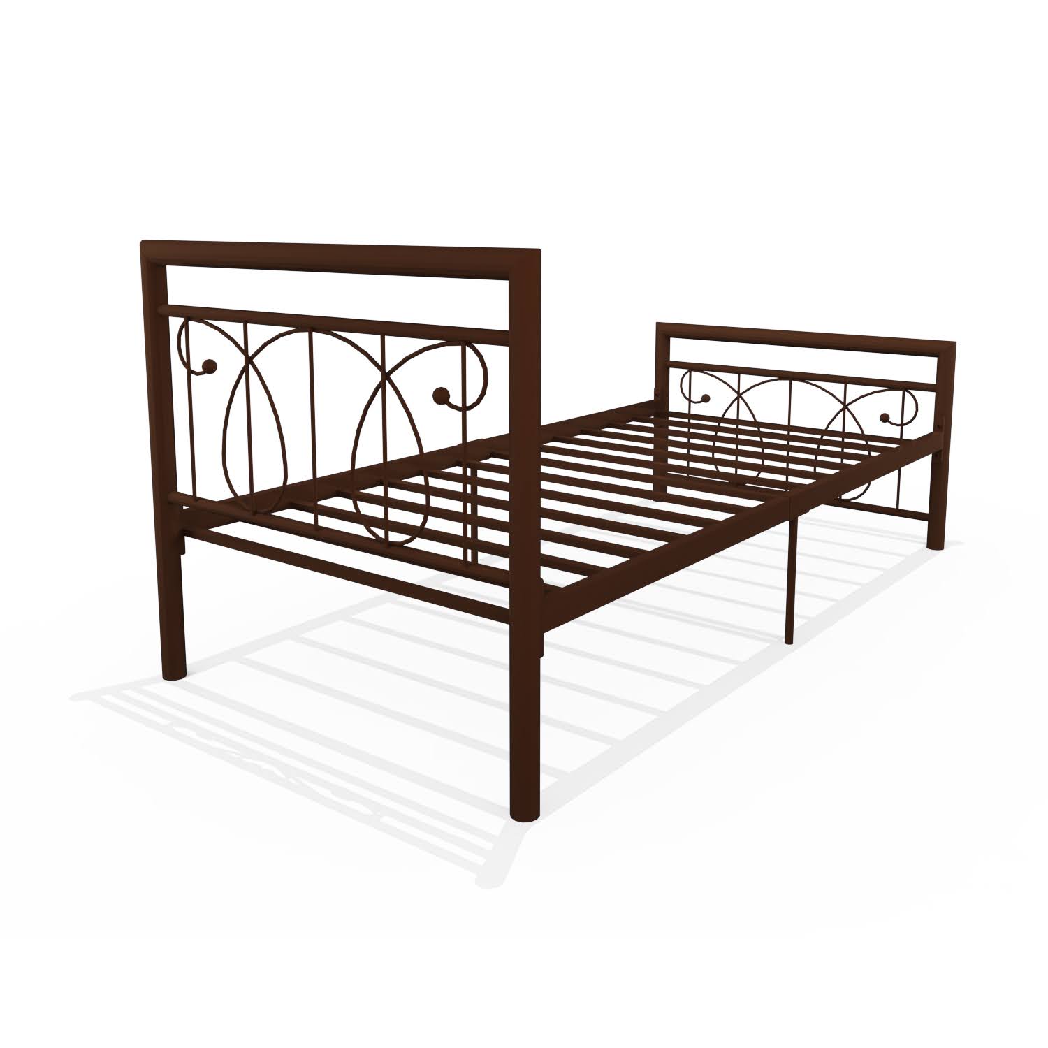 Homdec Lyra Single Metal Bed Brown