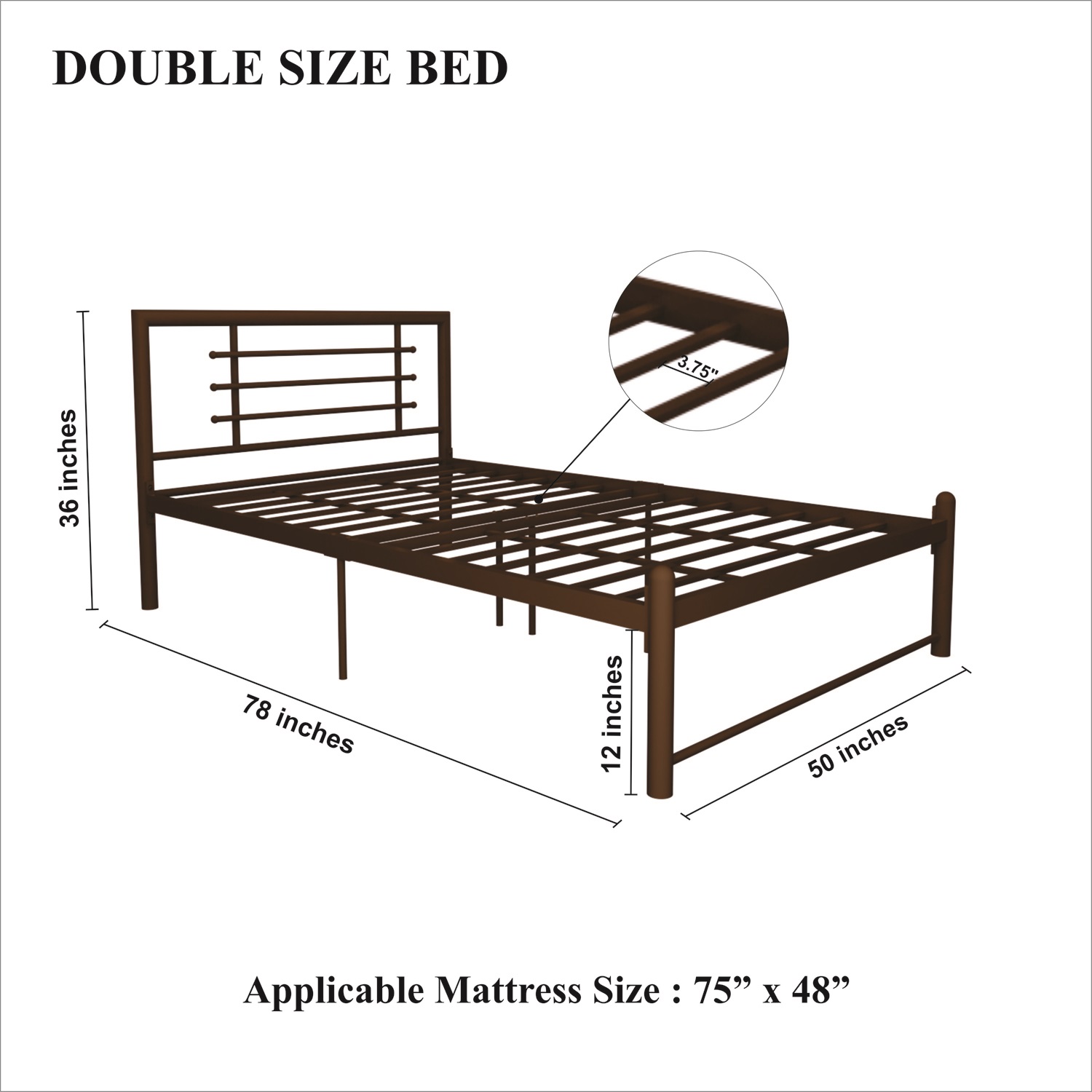 Homdec Ursa Double Metal Bed