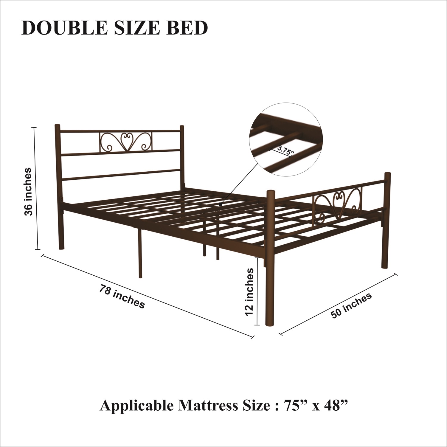 Homdec Carina Double Metal Bed