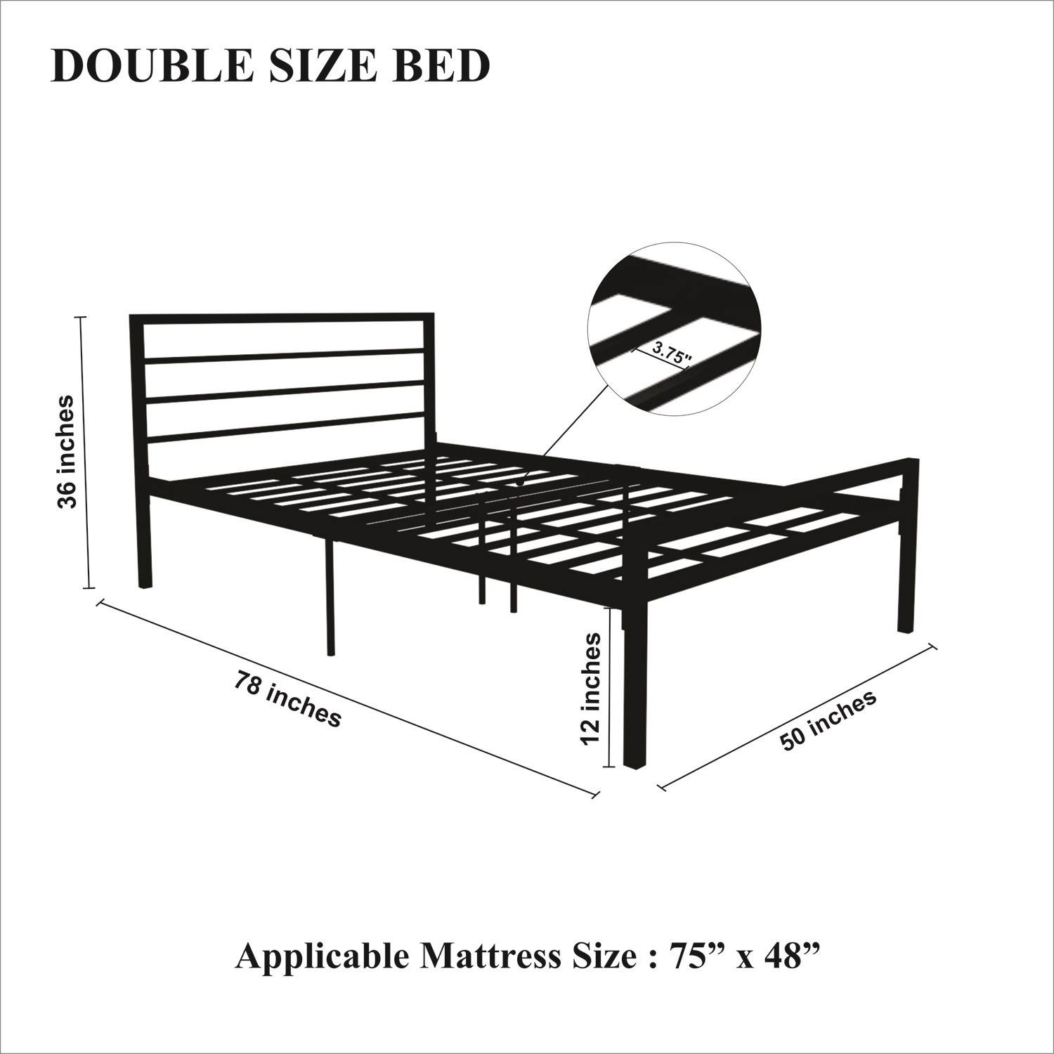 Homdec Cetus Double Metal Bed