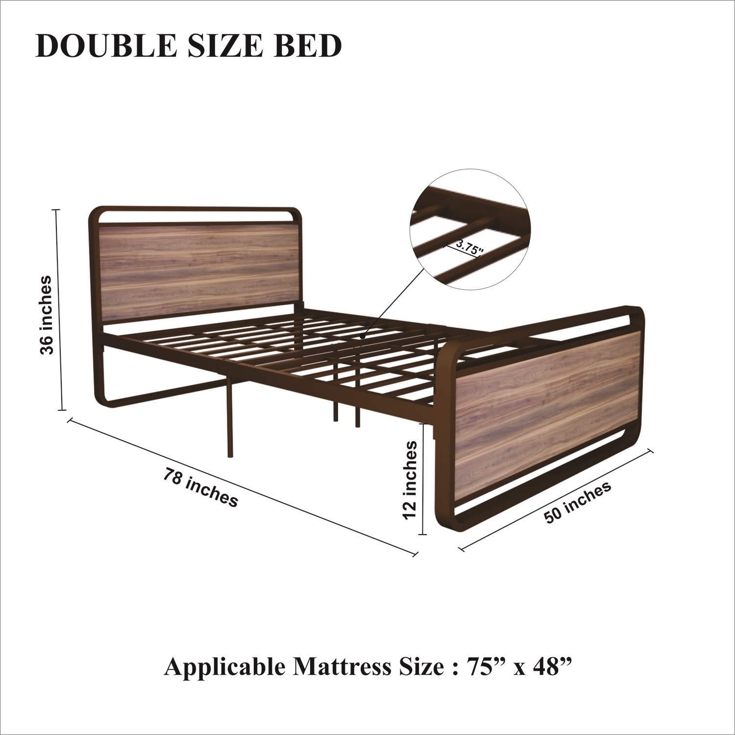 Homdec Vega Metal Double Bed