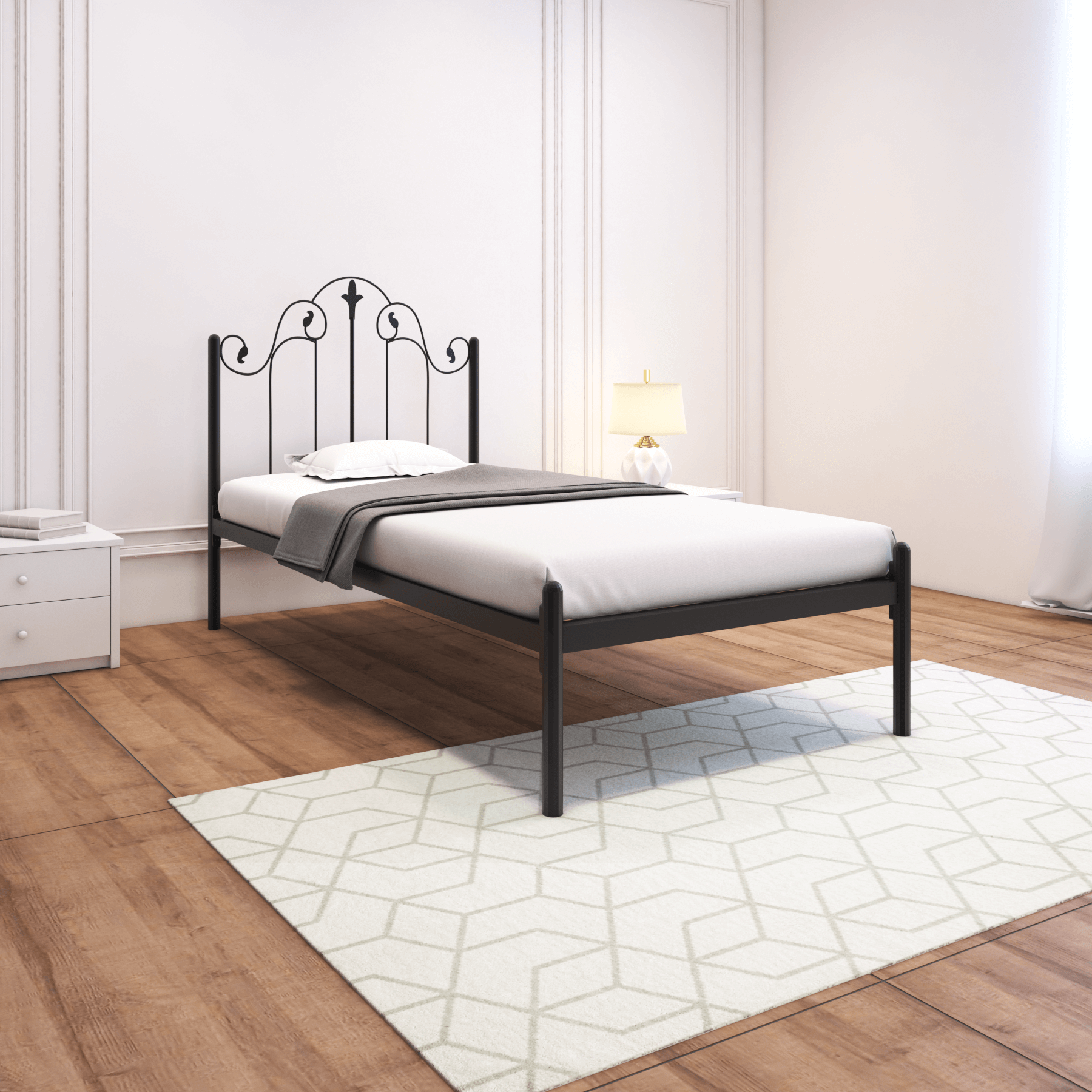 Homdec Pavo Single Metal Bed Brown