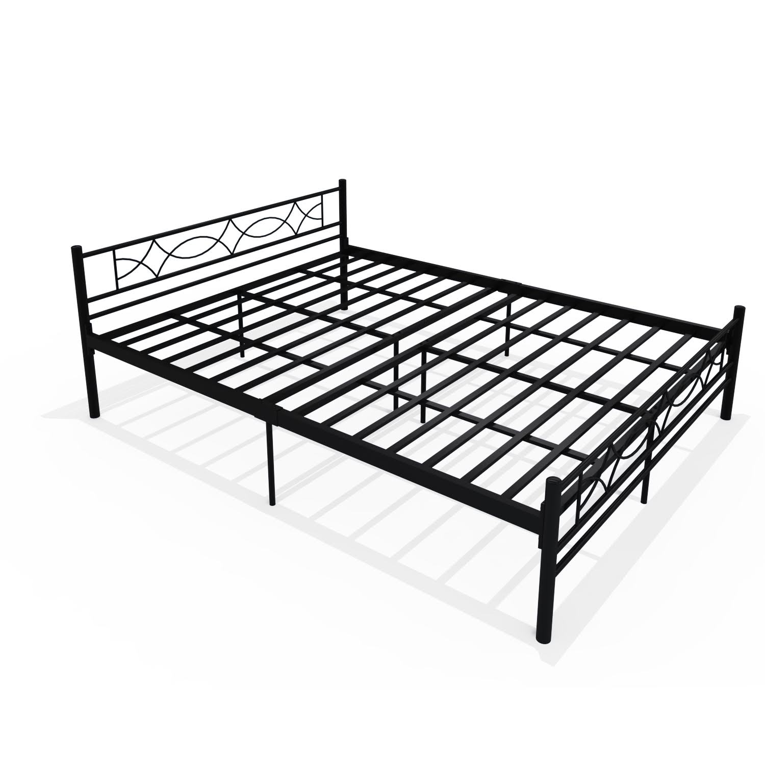 Homdec Columba Queen Size Metal Bed Black
