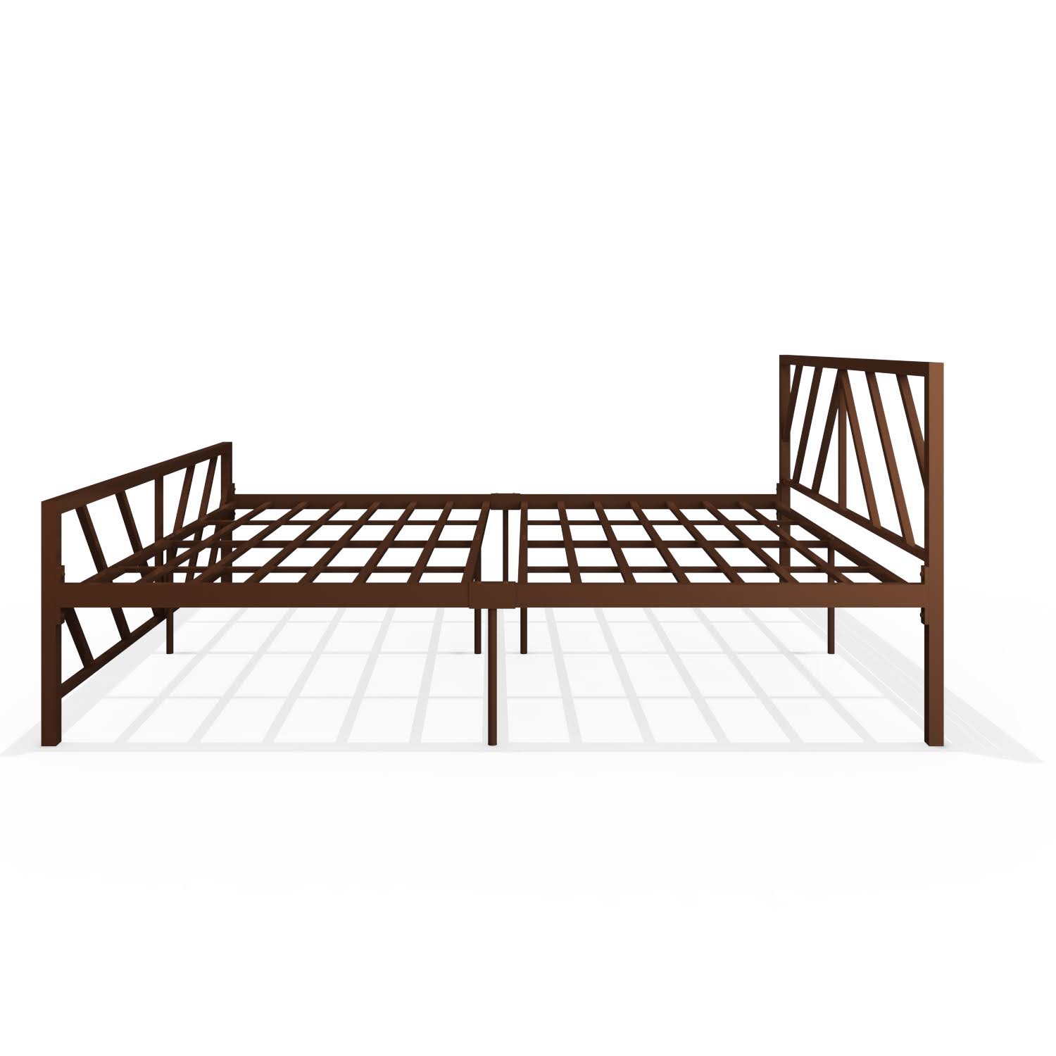 Homdec Ara Queen Size Metal Bed Brown