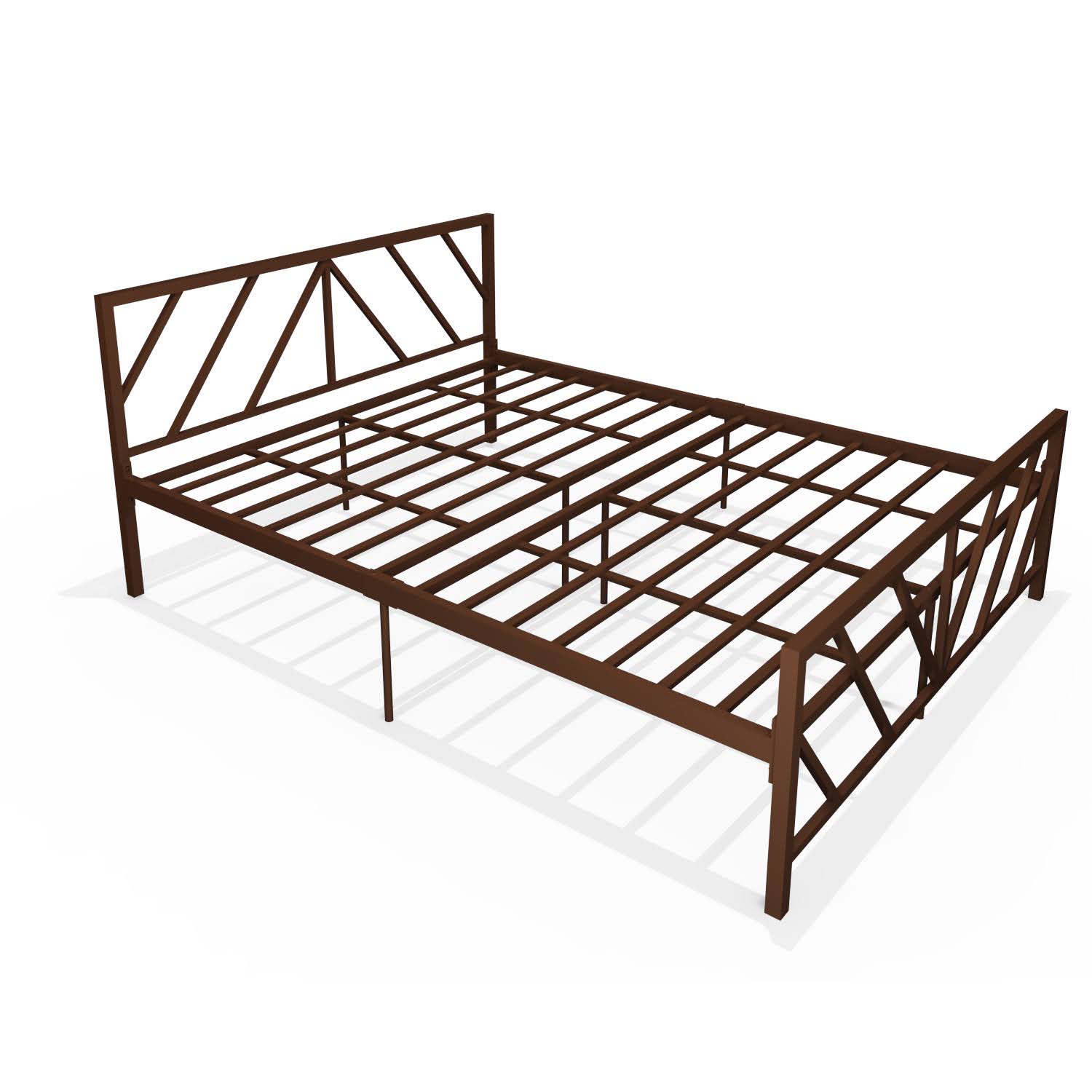 Homdec Ara Queen Size Metal Bed Brown