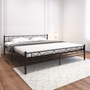 Homdec Cetus King Size Metal Bed Ivory