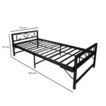 Homdec Crater Space Saving Folding Metal Single Bed (Black, 36 x 72) - Image 3