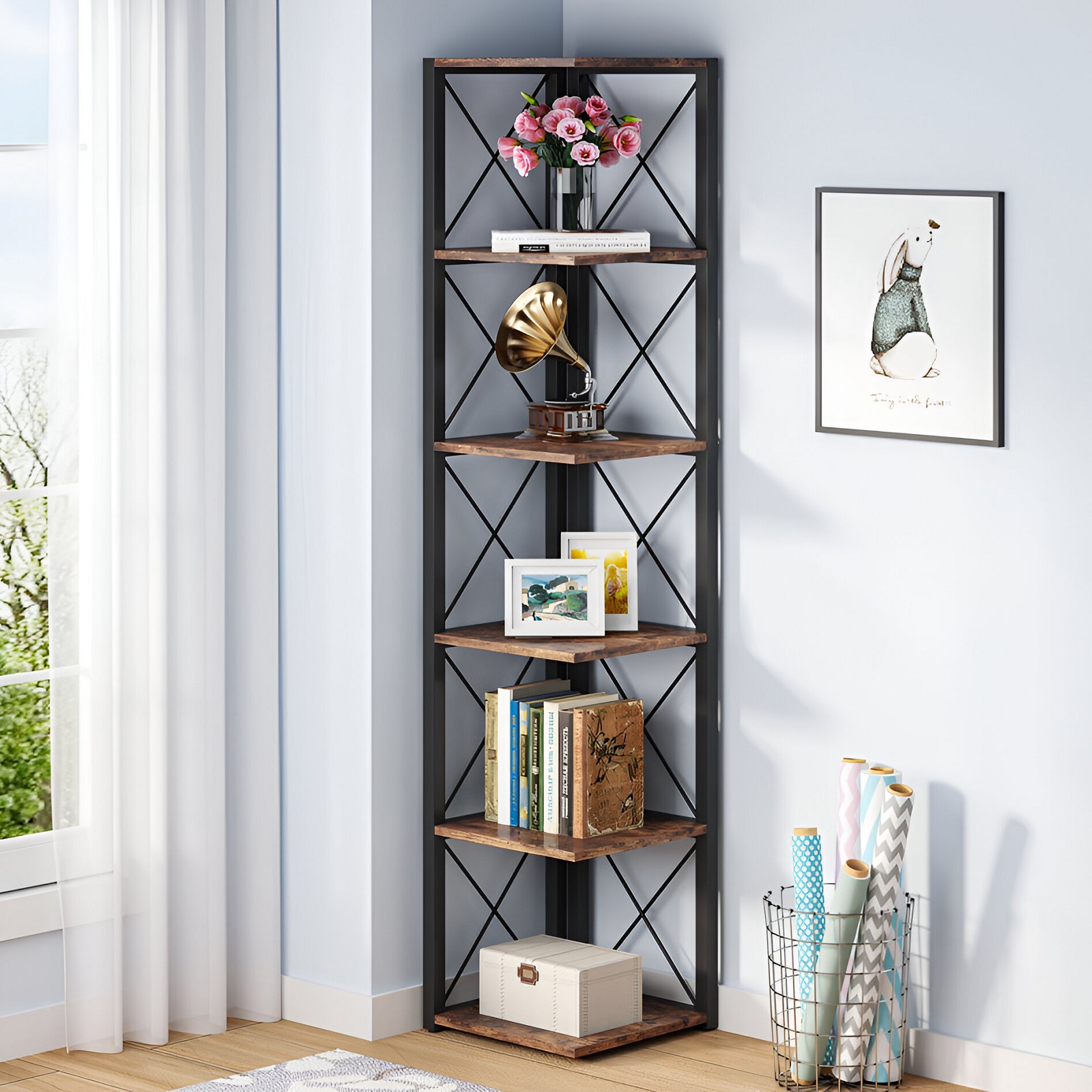 Deneb 6 Tier Industrial Corner Shelf Unit