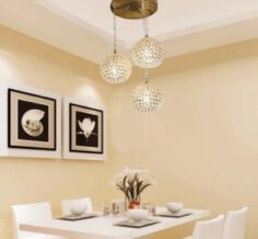 Homdec Golden Crystal Hanging Light