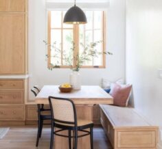 Homdec Beige and Black Vintage Cane Dining Chairs