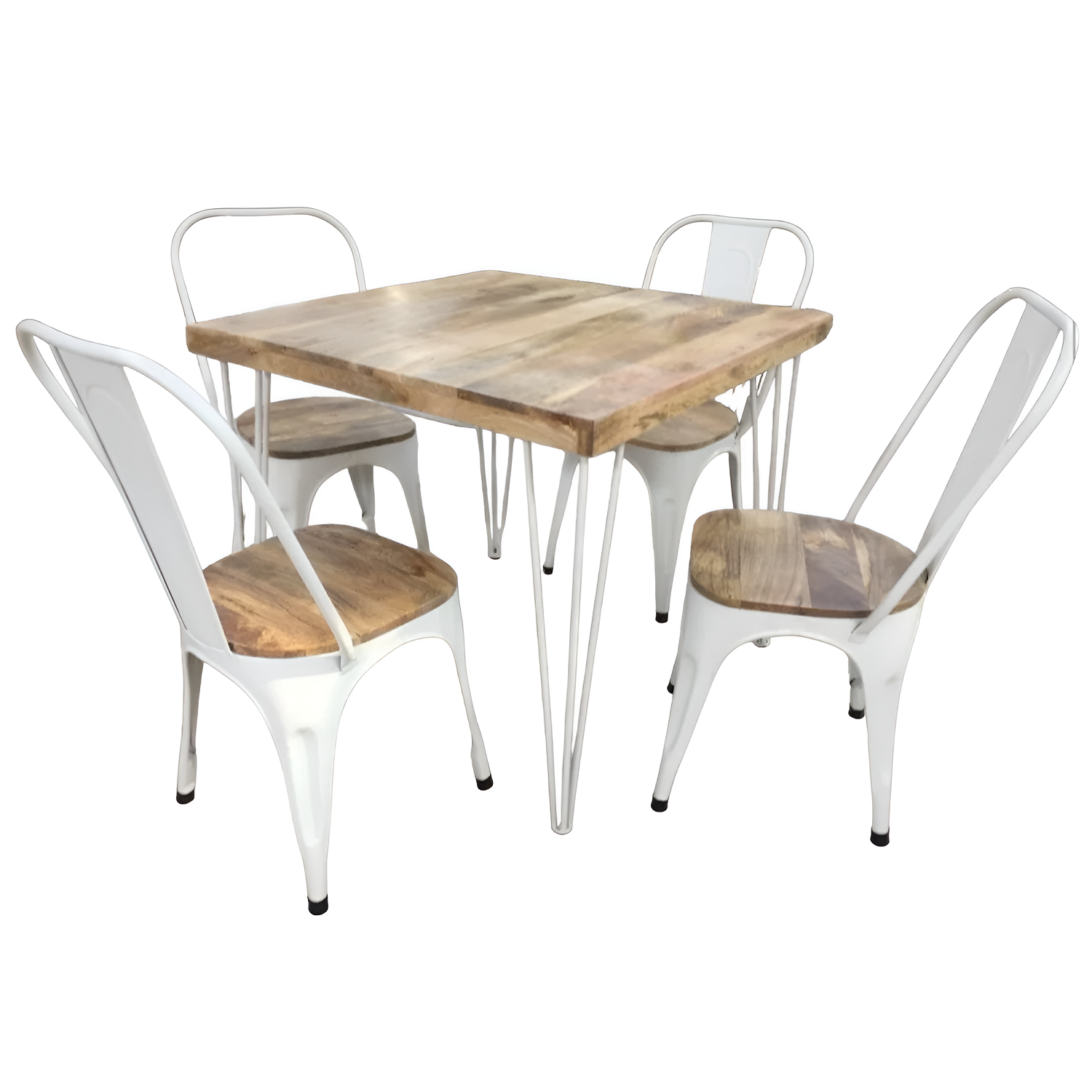 Metal and Wood Dining Table Set 4 Seating