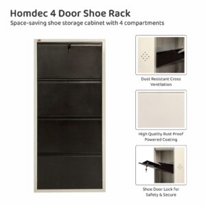 Homdec Rasalas 4 Door Metal Shoe Rack Wall Mounted for Home with Central Locking (Brown & Ivory)