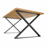 Homdec Alhena Solid Wood 4-Seater Dining Table with Metal Frame – Honey Oak Finish