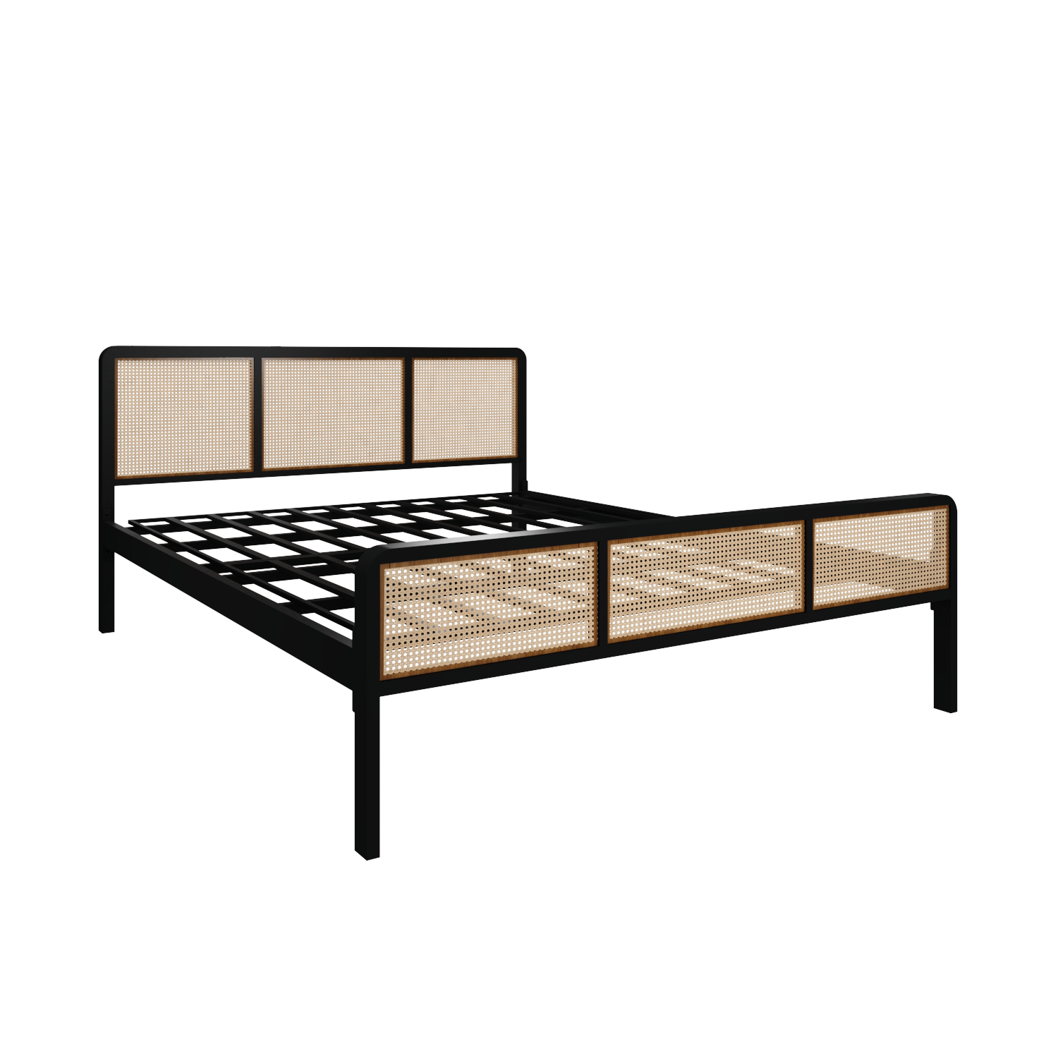 Homdec Capella Cane Queen Size Bed Brown