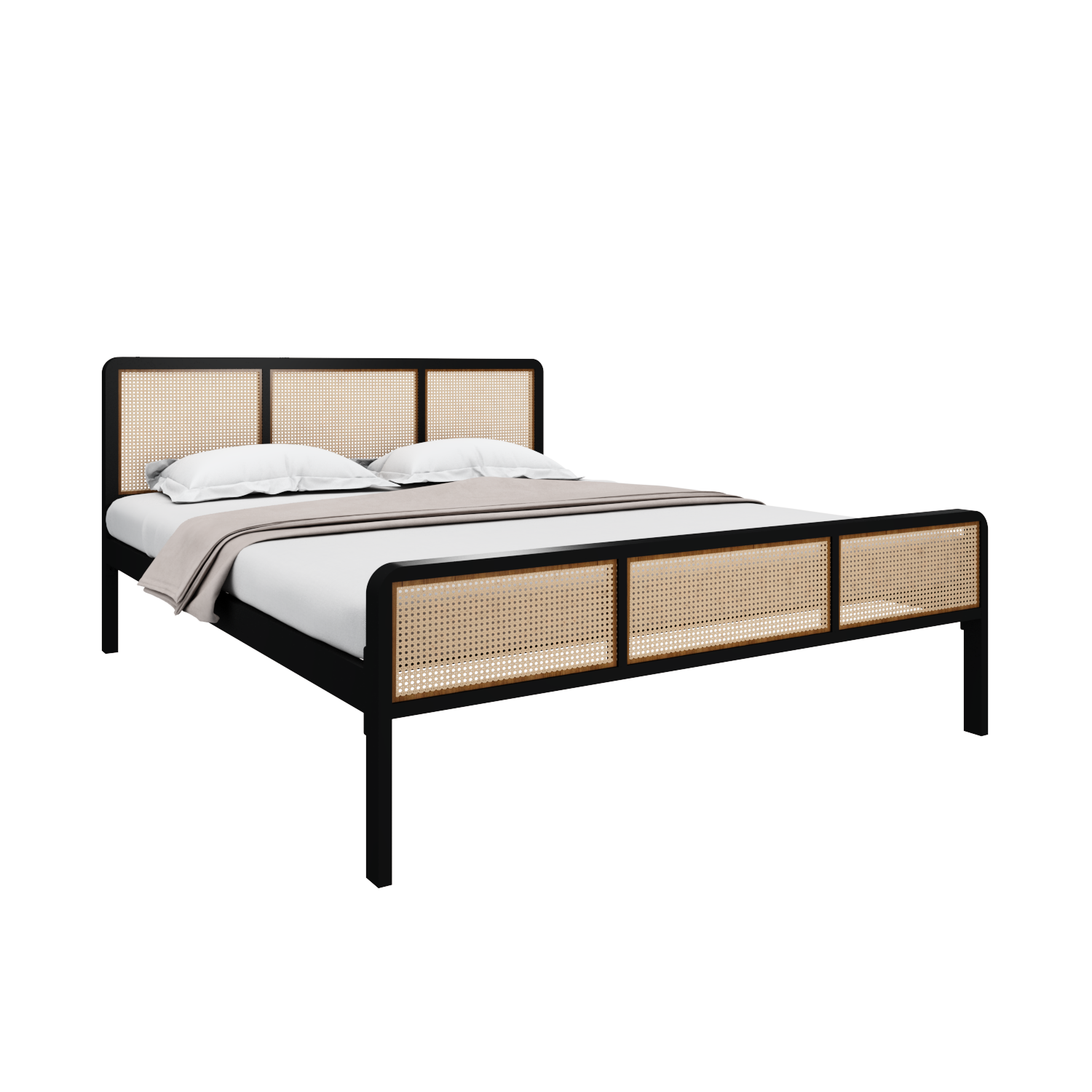 Homdec Capella Cane Queen Size Bed Brown