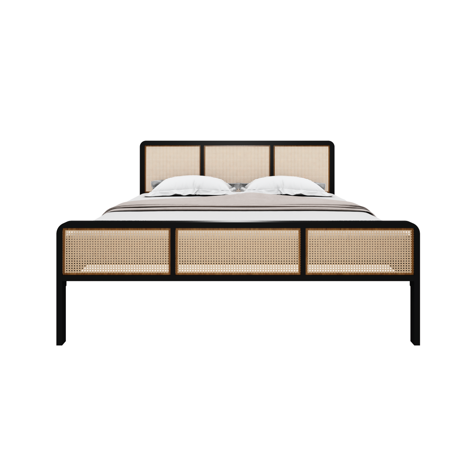 Homdec Capella Cane Queen Size Bed Brown