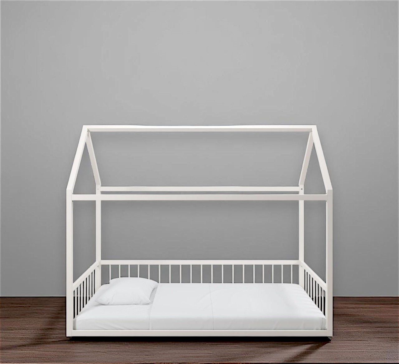 Homdec Irena Metal Montessori Floor Bed for Kids, House Bed for Boys and Girls.