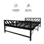 Homdec Aquarius Space Saving Folding Metal Double Bed (Black, 48 x 75) - Image 7