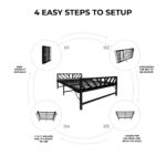 Homdec Aquarius Space Saving Folding Metal Double Bed (Black, 48 x 75) - Image 8