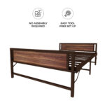 Homdec Cygnus Space Saving Folding Metal Double Bed (Brown, 48 x 75) - Image 5