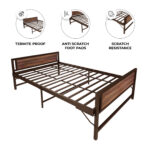 Homdec Cygnus Space Saving Folding Metal Double Bed (Brown, 48 x 75) - Image 7