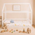 Homdec Irena Metal Montessori Floor Bed for Kids, House Bed for Boys and Girls.