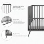 Homdec Zosma Metal Baby Crib/ Baby Cot with 3 Height Adjustable Mattress Positions (Grey) - Image 5