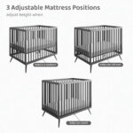 Homdec Zosma Metal Baby Crib/ Baby Cot with 3 Height Adjustable Mattress Positions (Grey) - Image 2