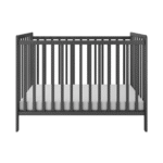 Homdec Diya 3-in-1 Convertible Metal Baby Crib with Toddler Bed and Daybed Conversion (Grey)