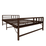 Homdec Alpha Space Saving Folding Metal Double Bed (Brown, 48 x 75)