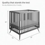 Homdec Zosma Metal Baby Crib/ Baby Cot with 3 Height Adjustable Mattress Positions (Grey) - Image 3