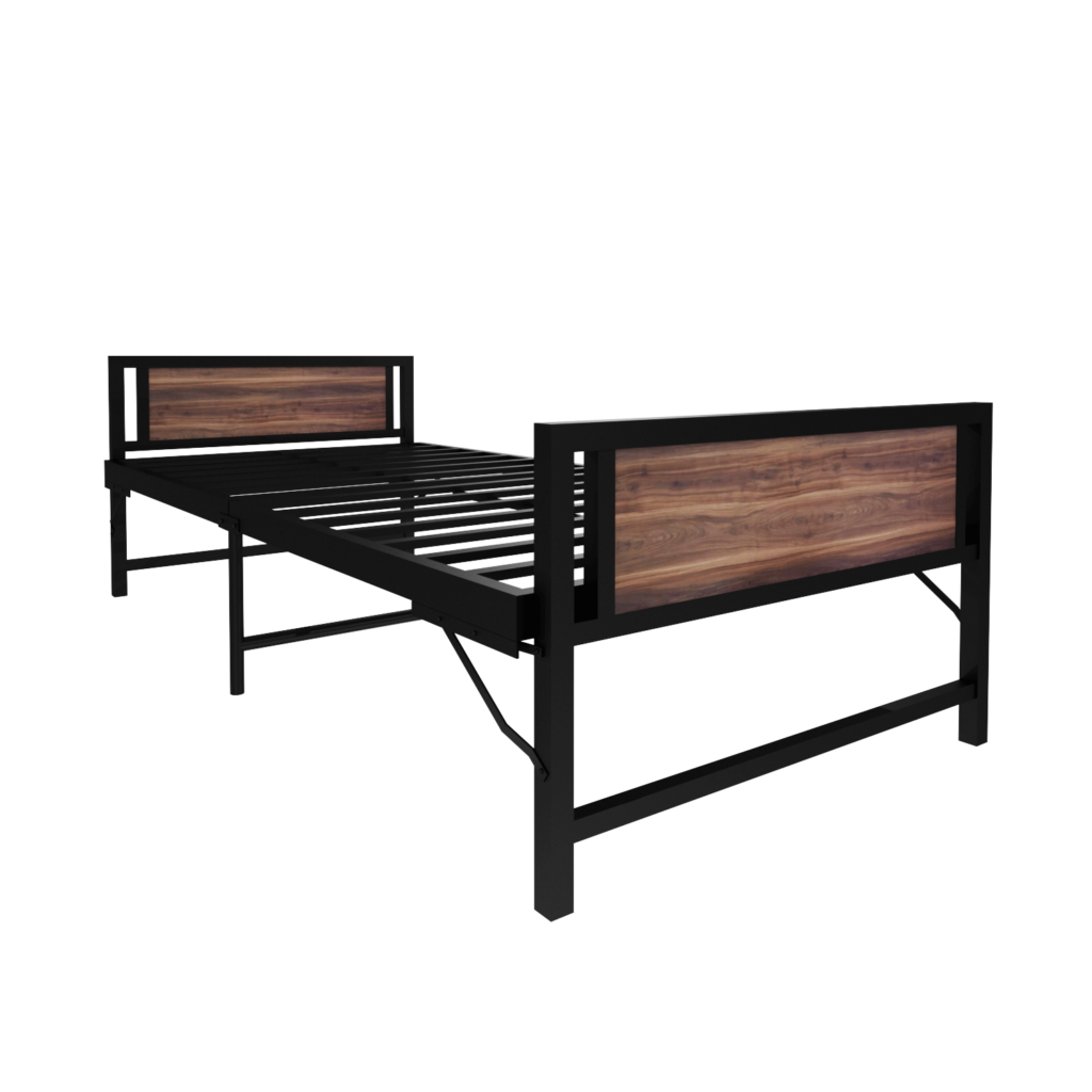 Homdec Cygnus Space Saving Folding Metal Single Bed (Black, 36 x 72)