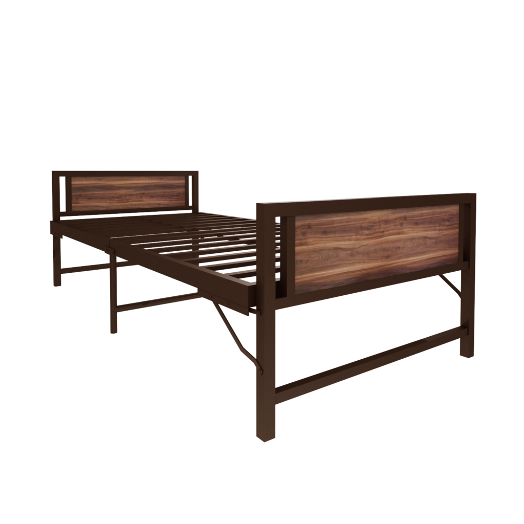 Homdec Cygnus Space Saving Folding Metal Single Bed (Brown, 36 x 72)