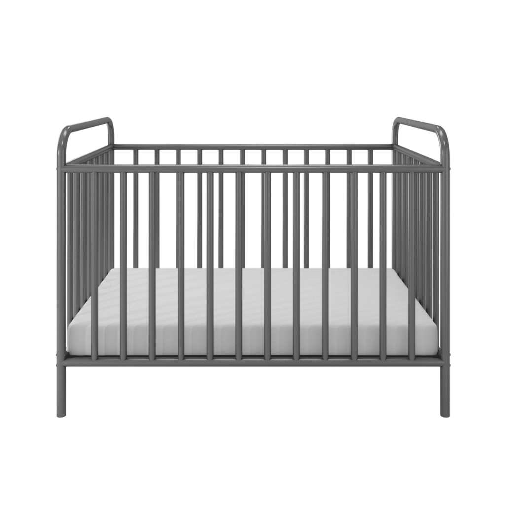 Homdec Canopus Metal Baby Crib/ Baby Cot with 3 Height Adjustable Mattress Positions (Grey)