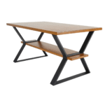 Homdec Arix Solid Wood 6-Seater Dining Table with Metal Frame