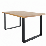 Homdec Nash Solid Wood 4-Seater Dining Table with Metal Frame – Natural Oak