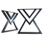 Homdec Venora Heavy Duty Industrial Style Metal Table Legs with Floor Protection Foot Pads for Dining table& DIY Projects | Powder-Coated Finish | Set of 2 (32" L x 28" H)