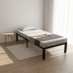 Homdec Atlas Single Size Metal Bed Frame, with Sturdy and Durable Mattress Base, Mattress Slider Stopper, No Noise, Non-Slip, Easy Assembly, Black.