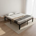 Homdec Atlas Queen Size Metal Bed Frame, with Sturdy and Durable Mattress Base, Mattress Slider Stopper, No Noise, Non-Slip, Easy Assembly, Black.