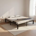 Homdec Atlas King Size Metal Bed Frame, with Sturdy and Durable Mattress Base, Mattress Slider Stopper, No Noise, Non-Slip, Easy Assembly, Black.