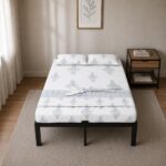 Homdec Atlas Double Size Metal Bed Frame, with Sturdy and Durable Mattress Base, Mattress Slider Stopper, No Noise, Non-Slip, Easy Assembly, Black.